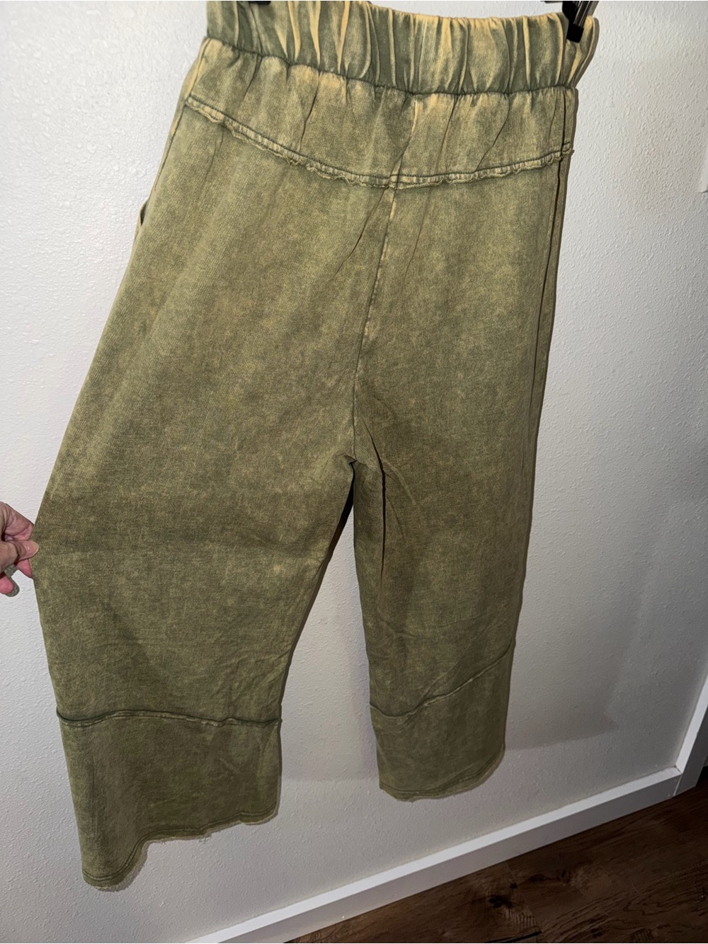 Zenana Outfitters French Terry Olive Wash Flare Drawstring Pants NWOT - Picture 9 of 10